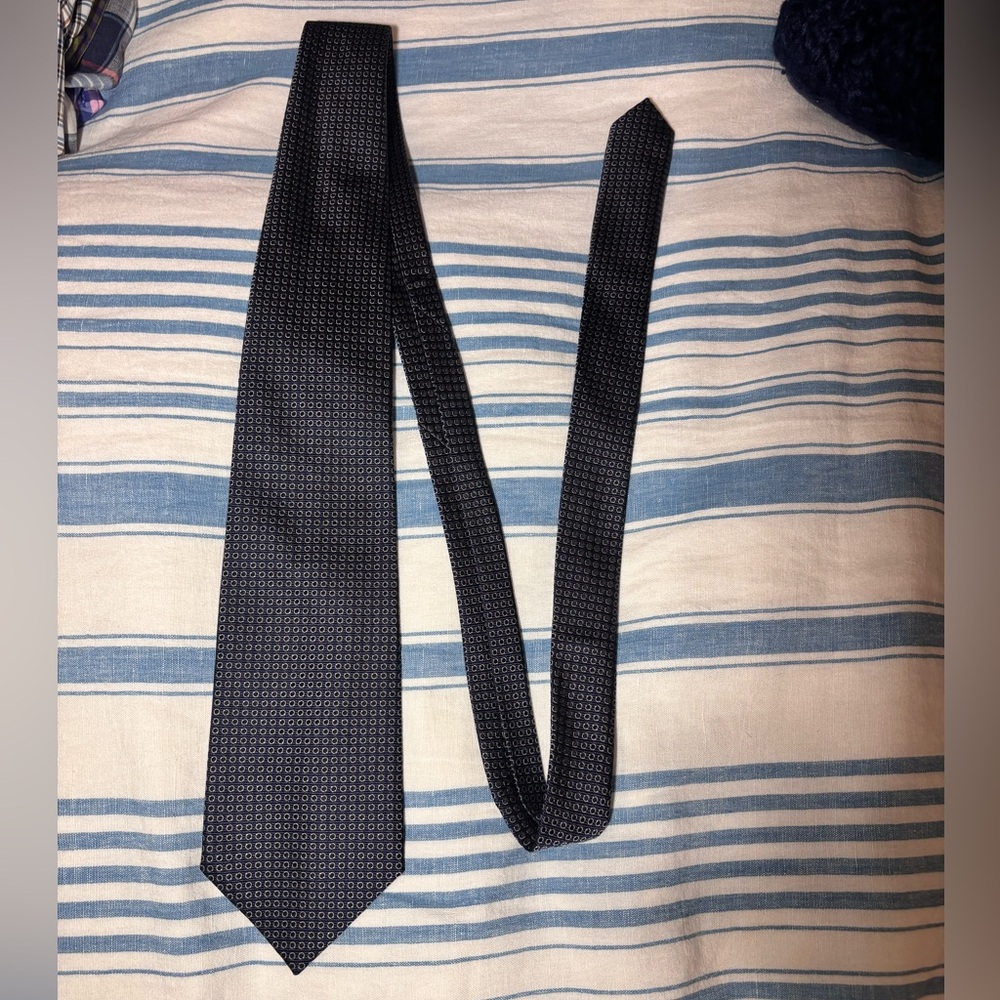 Navy Tie with Black Dots